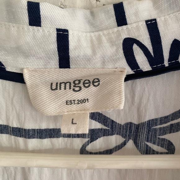 Umgee White and Blue ribbon bows Mini Dress size Large feminine coastal ribbon - Picture 2 of 4